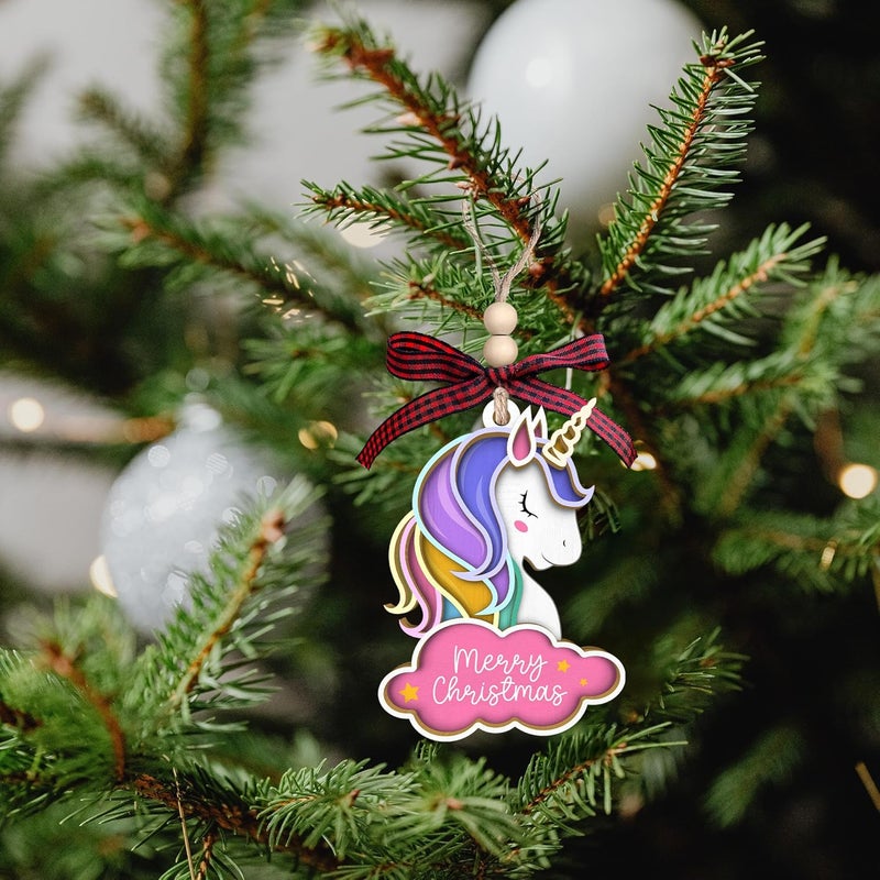 SUCHAGIFT Unicorn Ornament - Unicorn Ornaments for Christmas Tree, Christmas Ornaments for Kids - Rainbow Gifts for Kids, Little Girls, Teen Girls, Children - Wood Ornament 2025 - Image 4